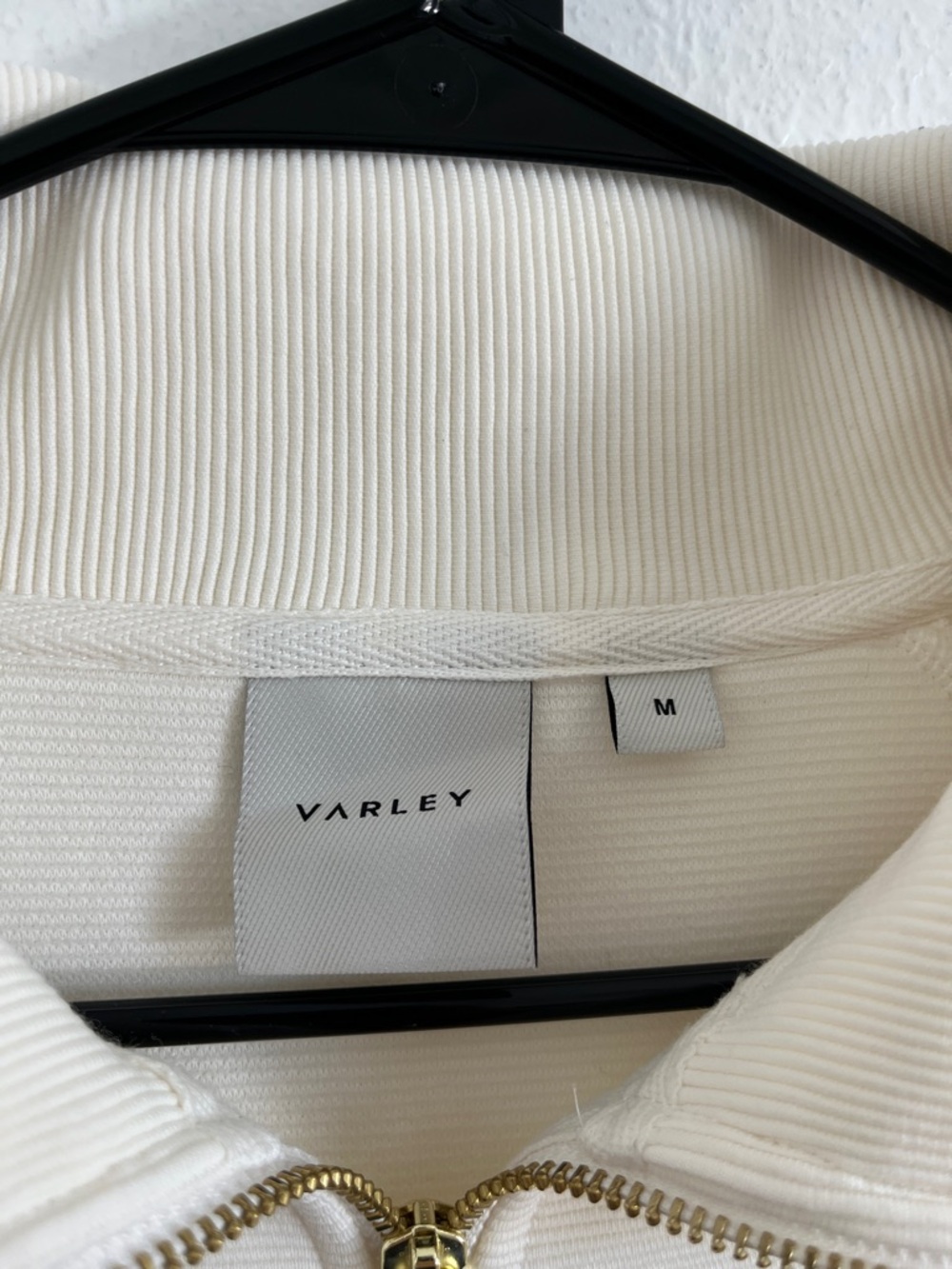 Varley Cream Ribbed Milano Half-Zip Sweatshirt Pullover Size Medium - Picture 2 of 6